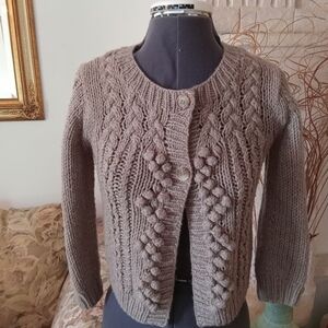 American Eagle Outfitters Cropped Knit/Crochet Cardigan Sweater